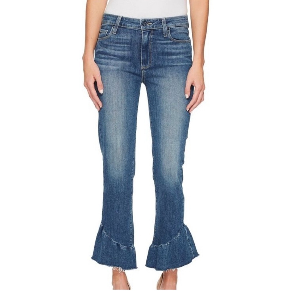 PAIGE Flora Ruffle-Hem Flare Jeans Feminine Size 29